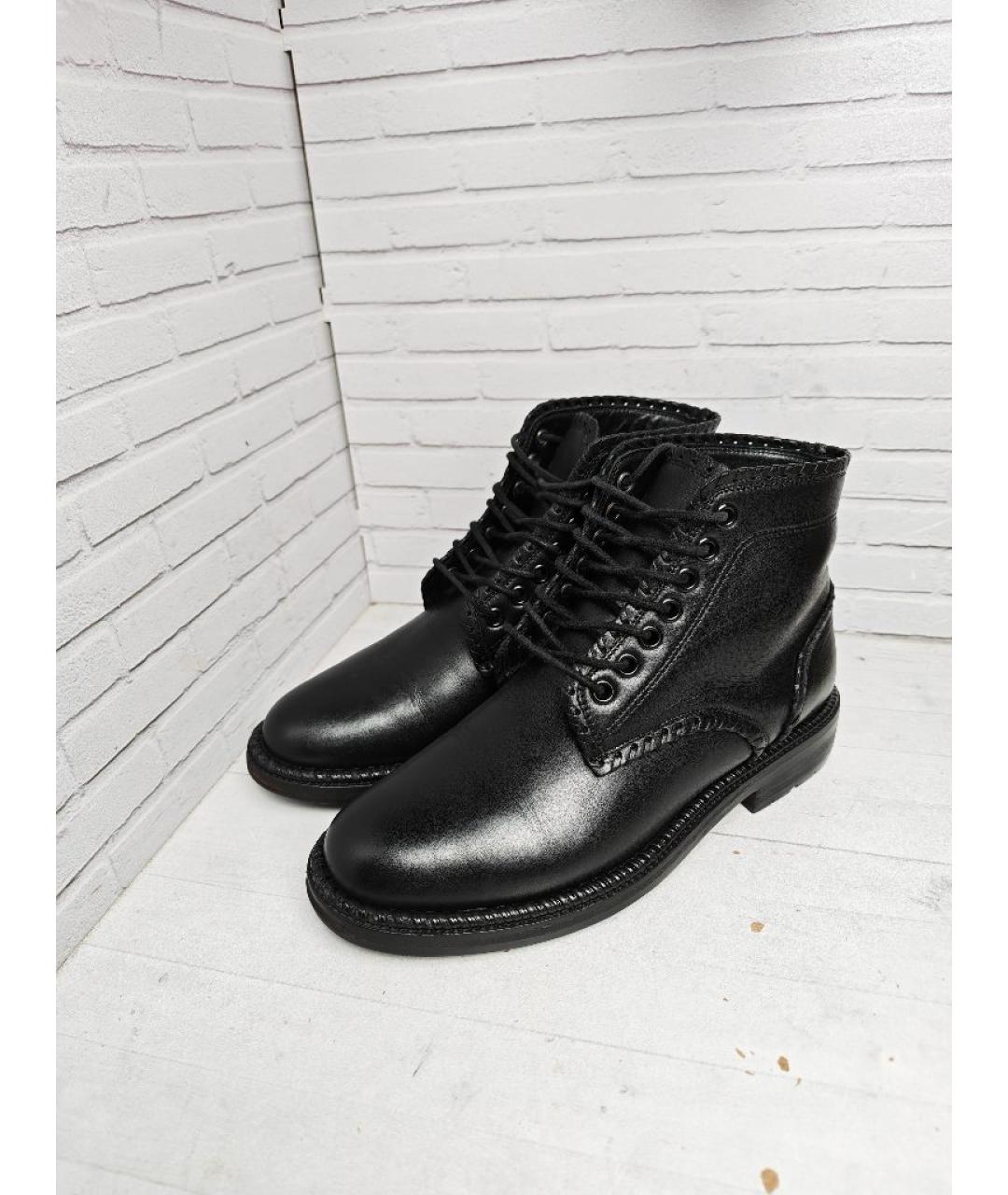 SAINT LAURENT Черные кожаные ботинки, фото 2