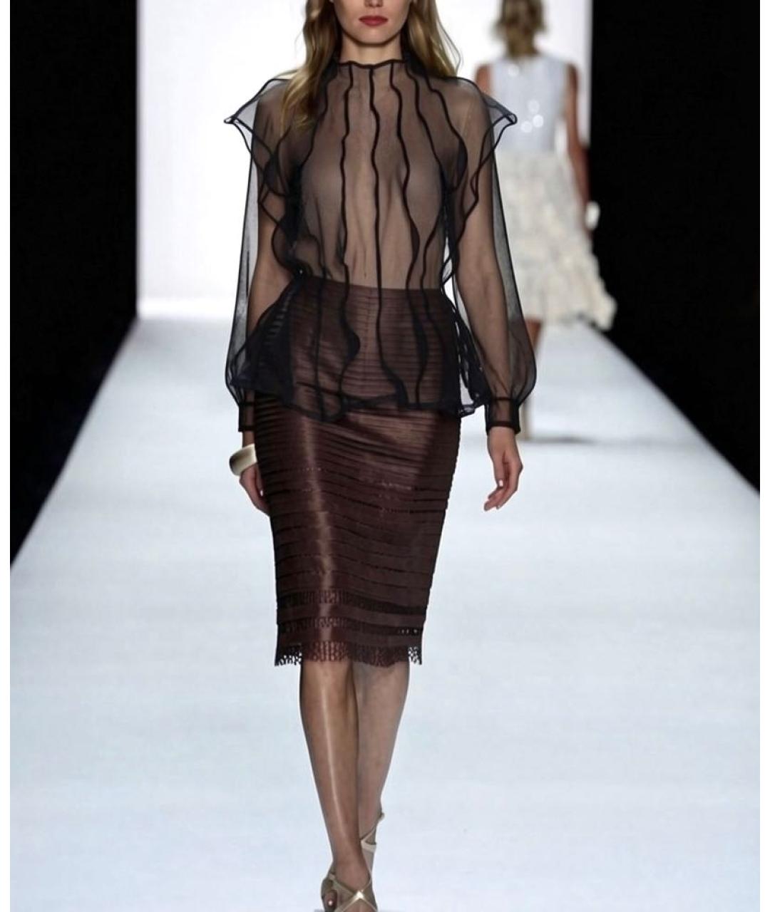 TOM FORD Коричневая шелковая юбка миди, фото 4