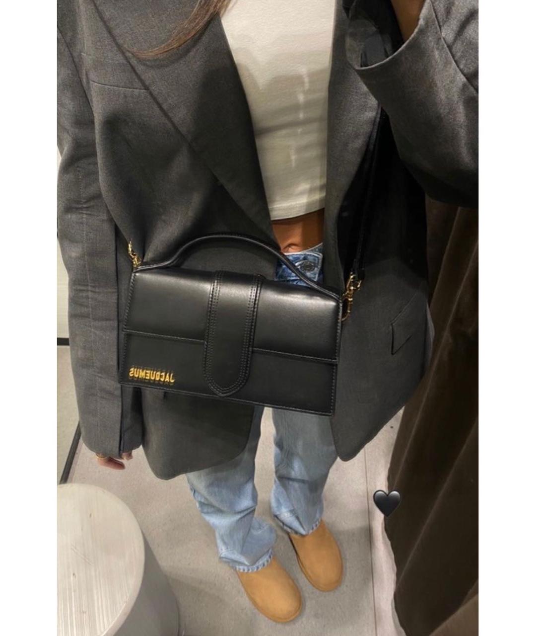 JACQUEMUS Черная кожаная сумка через плечо, фото 6