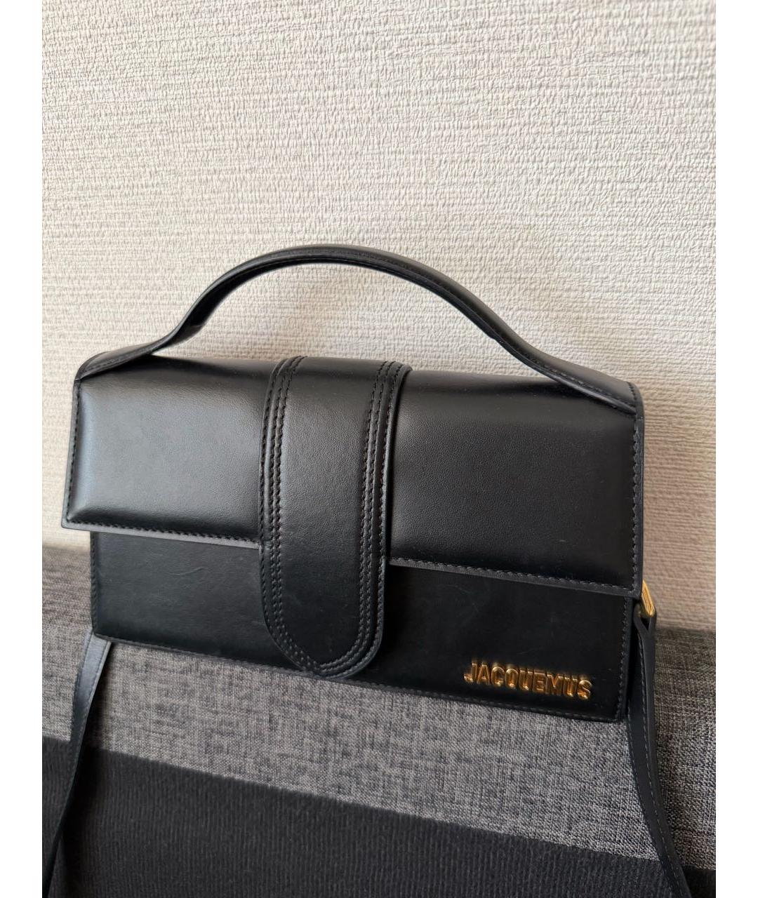 JACQUEMUS Черная кожаная сумка через плечо, фото 2