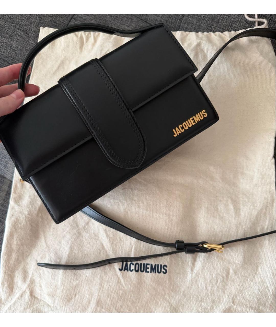 JACQUEMUS Черная кожаная сумка через плечо, фото 3