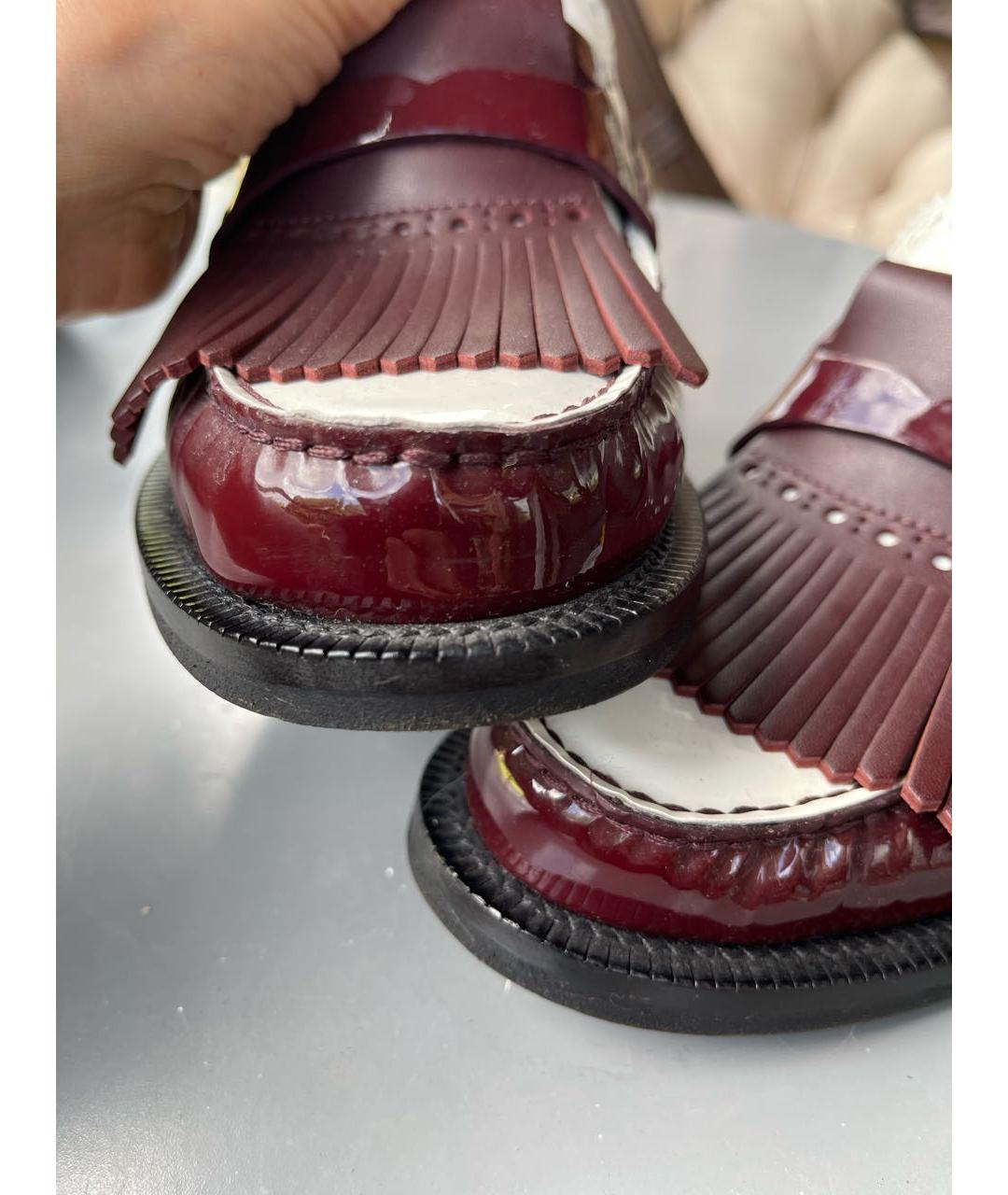 BURBERRY Бордовые сабо из лакированной кожи, фото 5