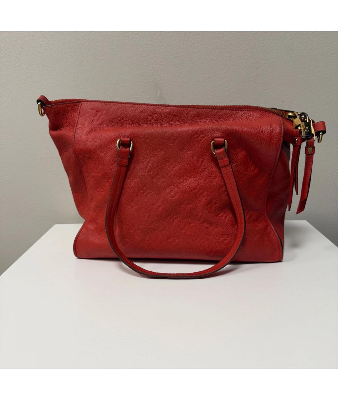 LOUIS VUITTON Красная кожаная сумка с короткими ручками, фото 3