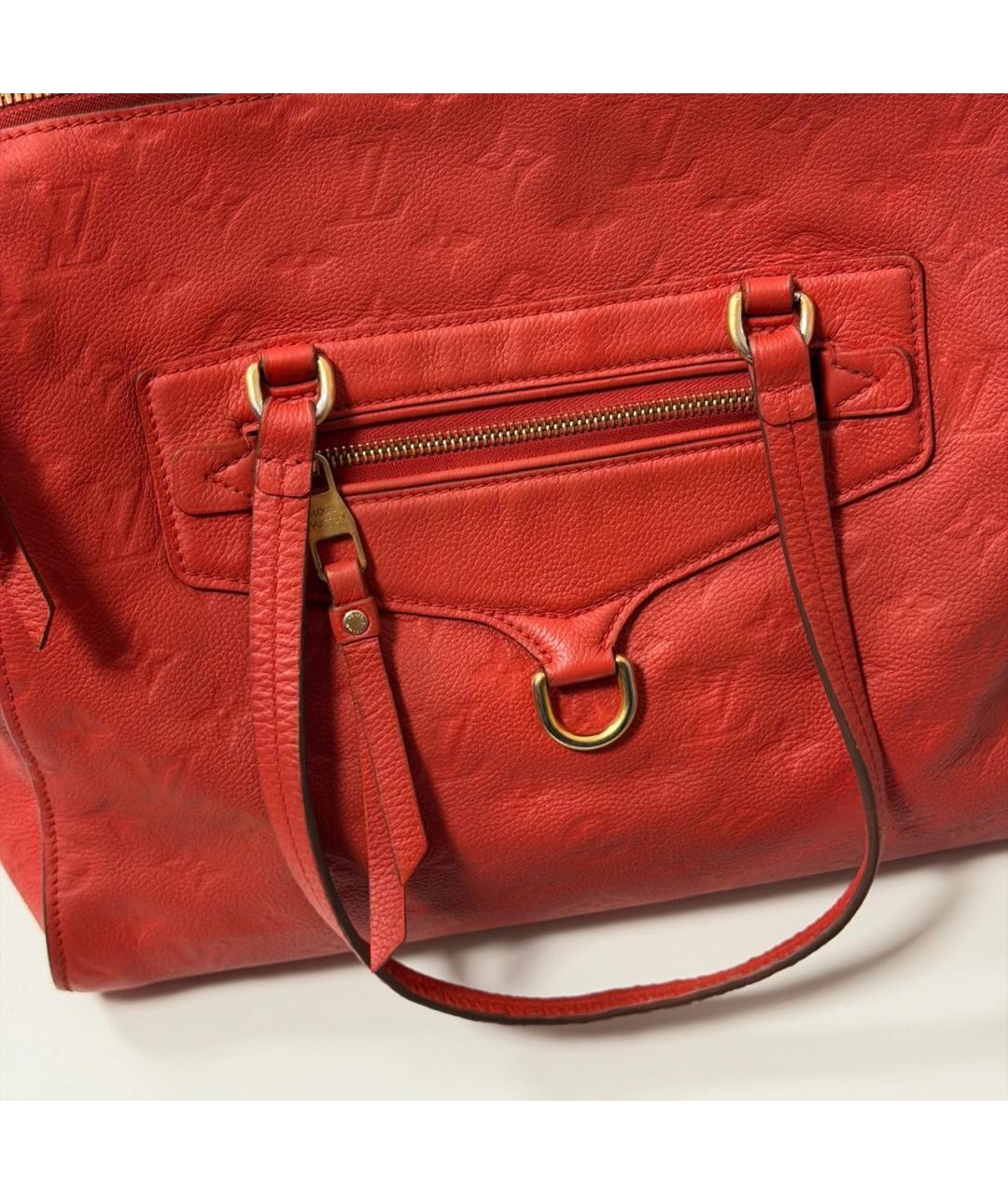 LOUIS VUITTON Красная кожаная сумка с короткими ручками, фото 6