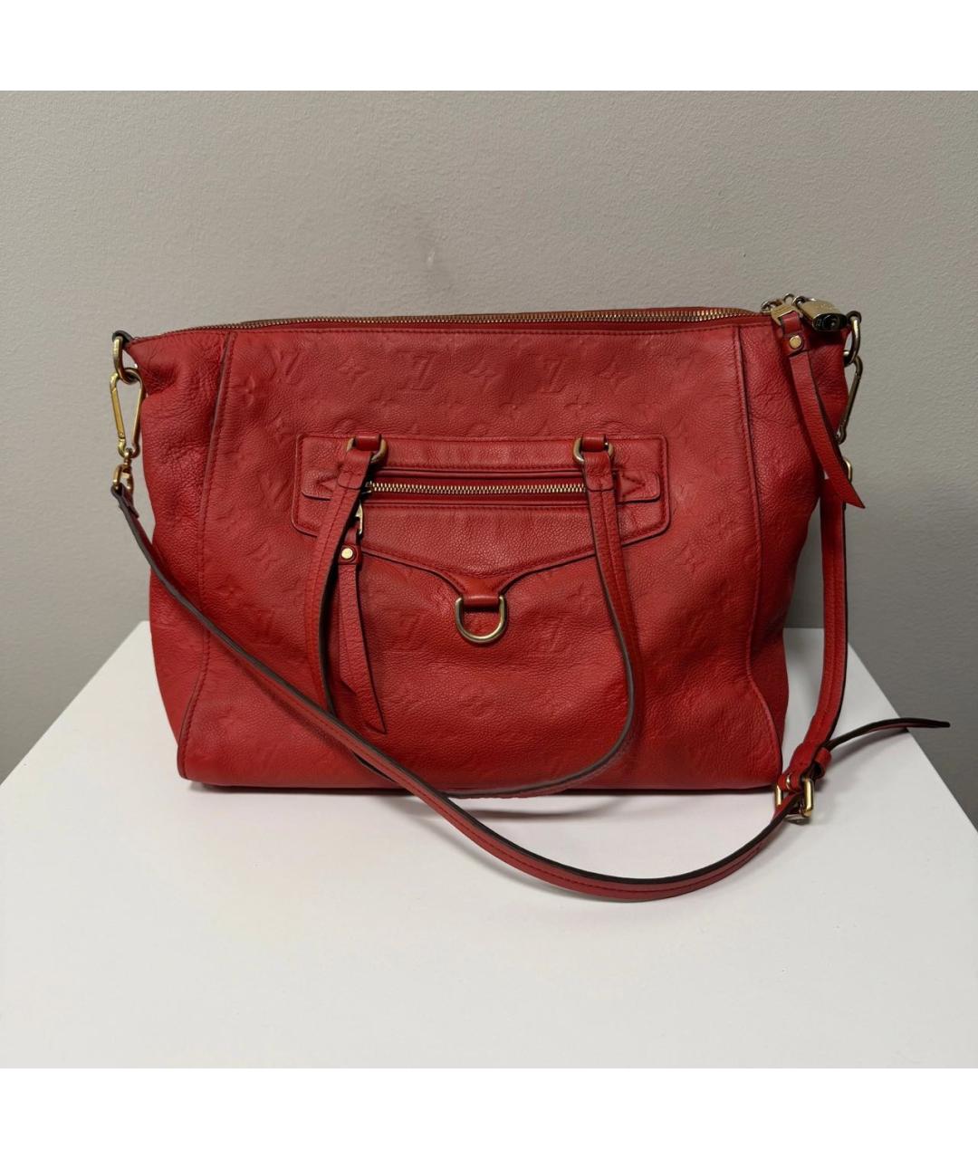 LOUIS VUITTON Красная кожаная сумка с короткими ручками, фото 9