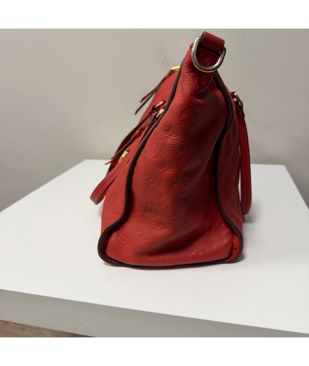LOUIS VUITTON Красная кожаная сумка с короткими ручками, фото 4
