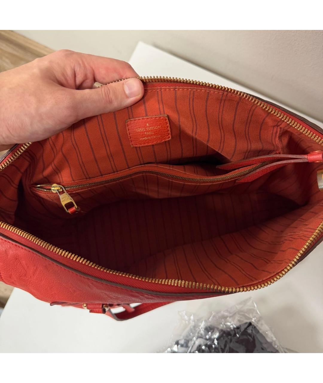 LOUIS VUITTON Красная кожаная сумка с короткими ручками, фото 8