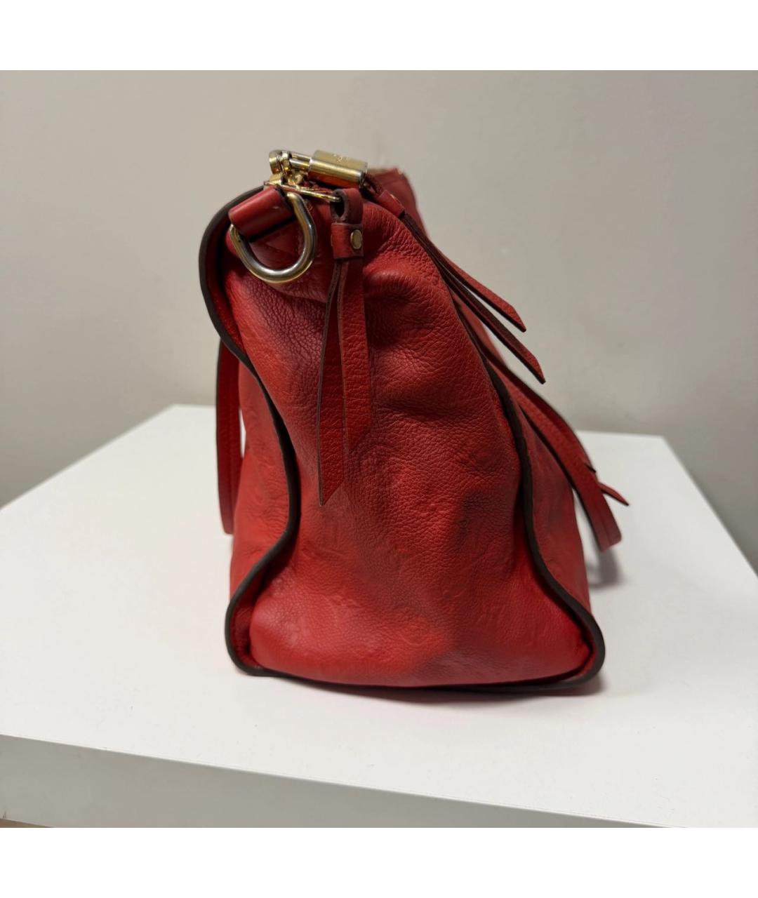 LOUIS VUITTON Красная кожаная сумка с короткими ручками, фото 5