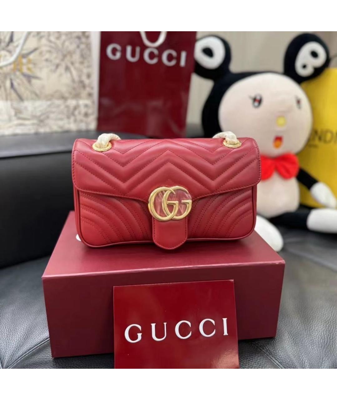 GUCCI Красная кожаная сумка через плечо, фото 5