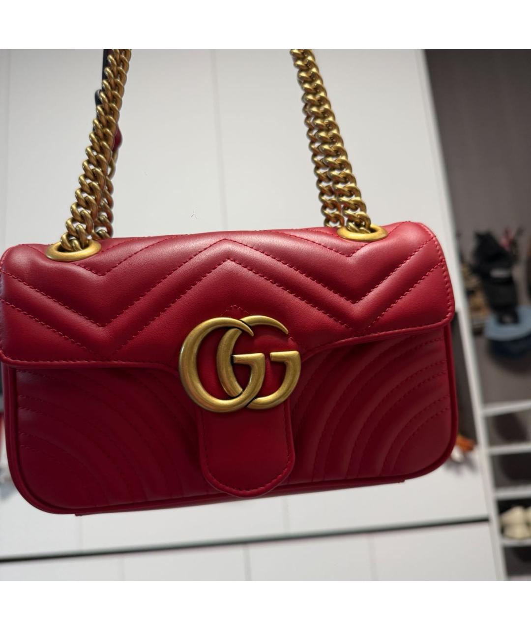 GUCCI Красная кожаная сумка через плечо, фото 6