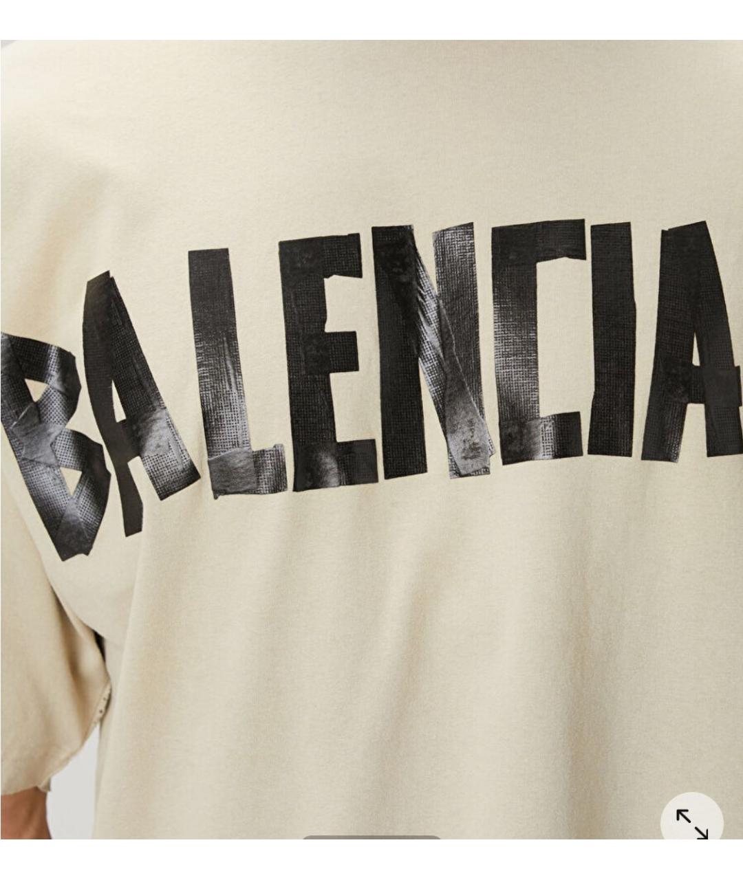 BALENCIAGA Бежевая хлопковая футболка, фото 4
