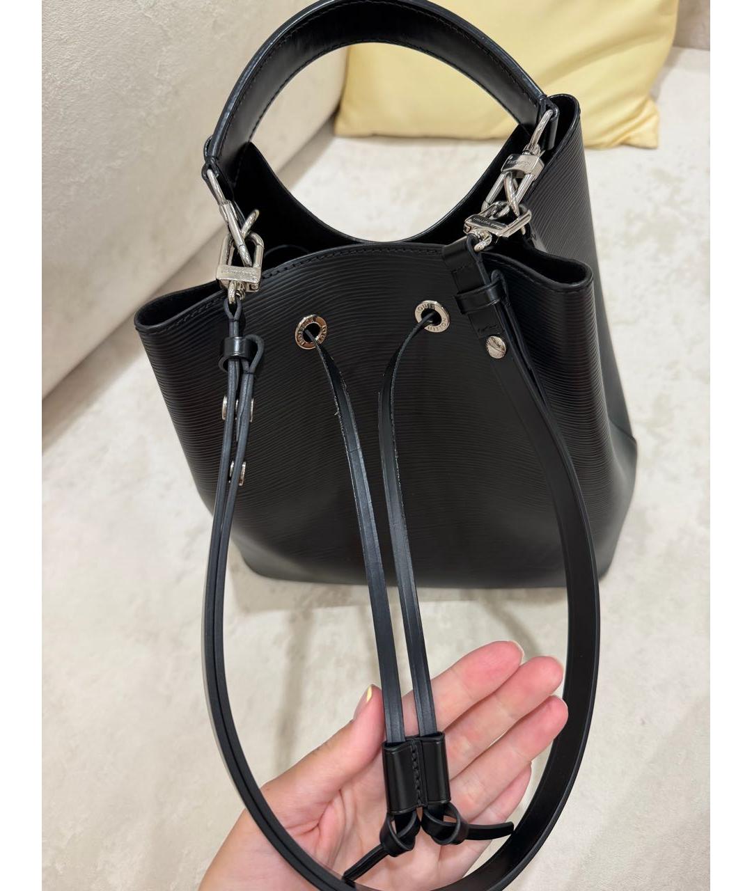 LOUIS VUITTON Черная кожаная сумка тоут, фото 4