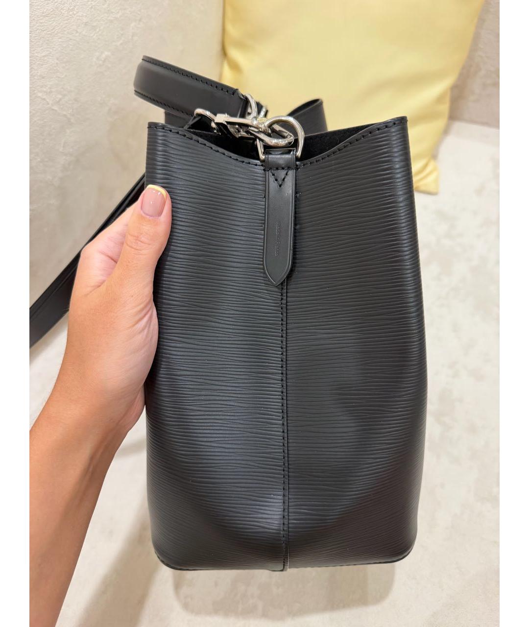 LOUIS VUITTON Черная кожаная сумка тоут, фото 5