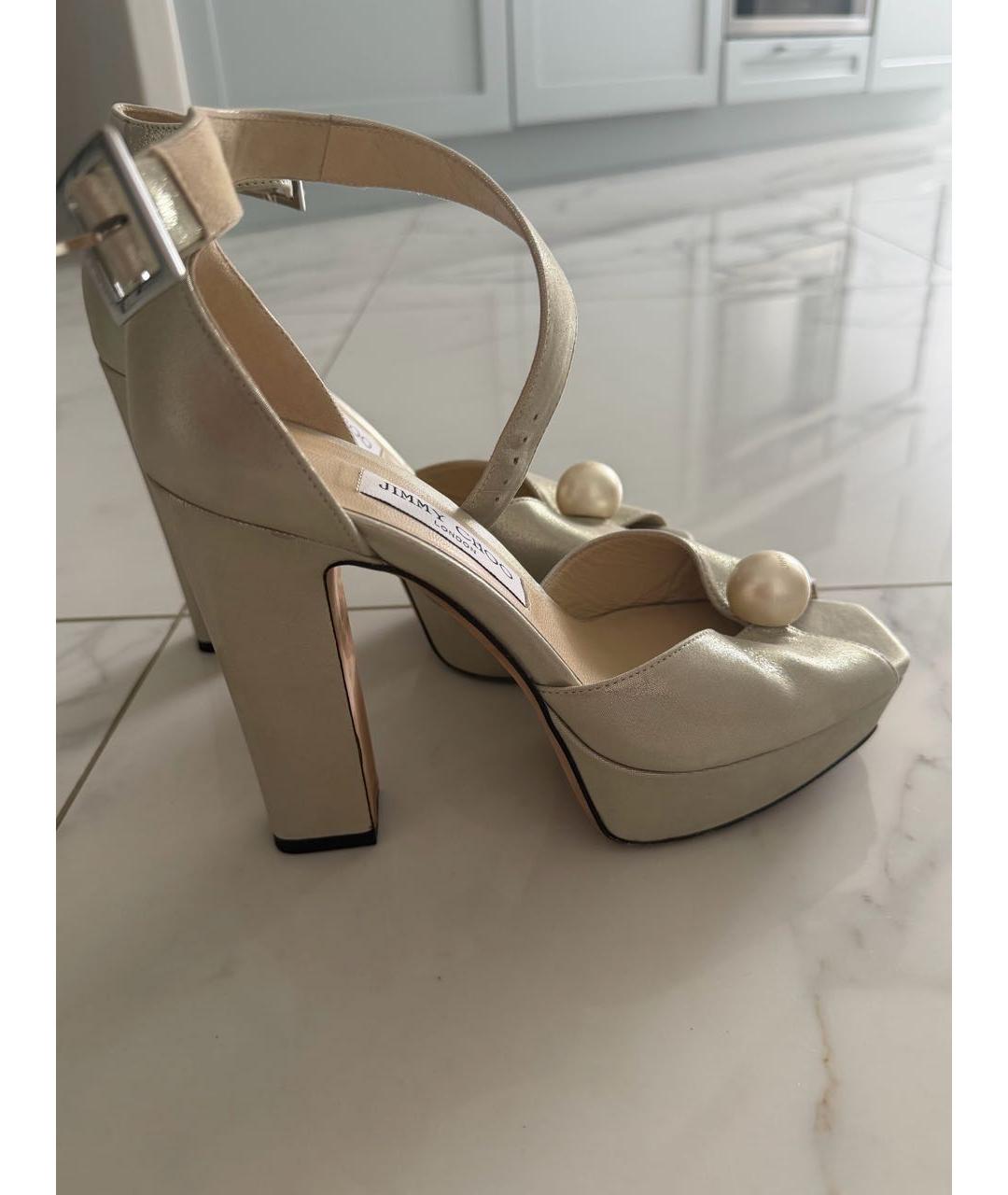 JIMMY CHOO Бежевые кожаные босоножки, фото 9