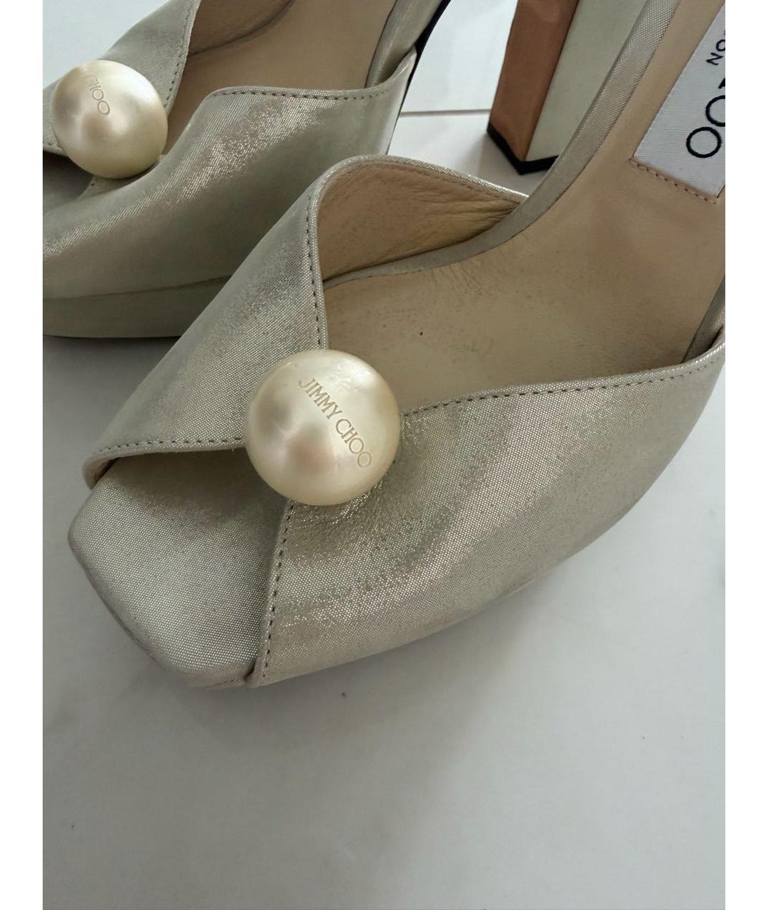JIMMY CHOO Бежевые кожаные босоножки, фото 6