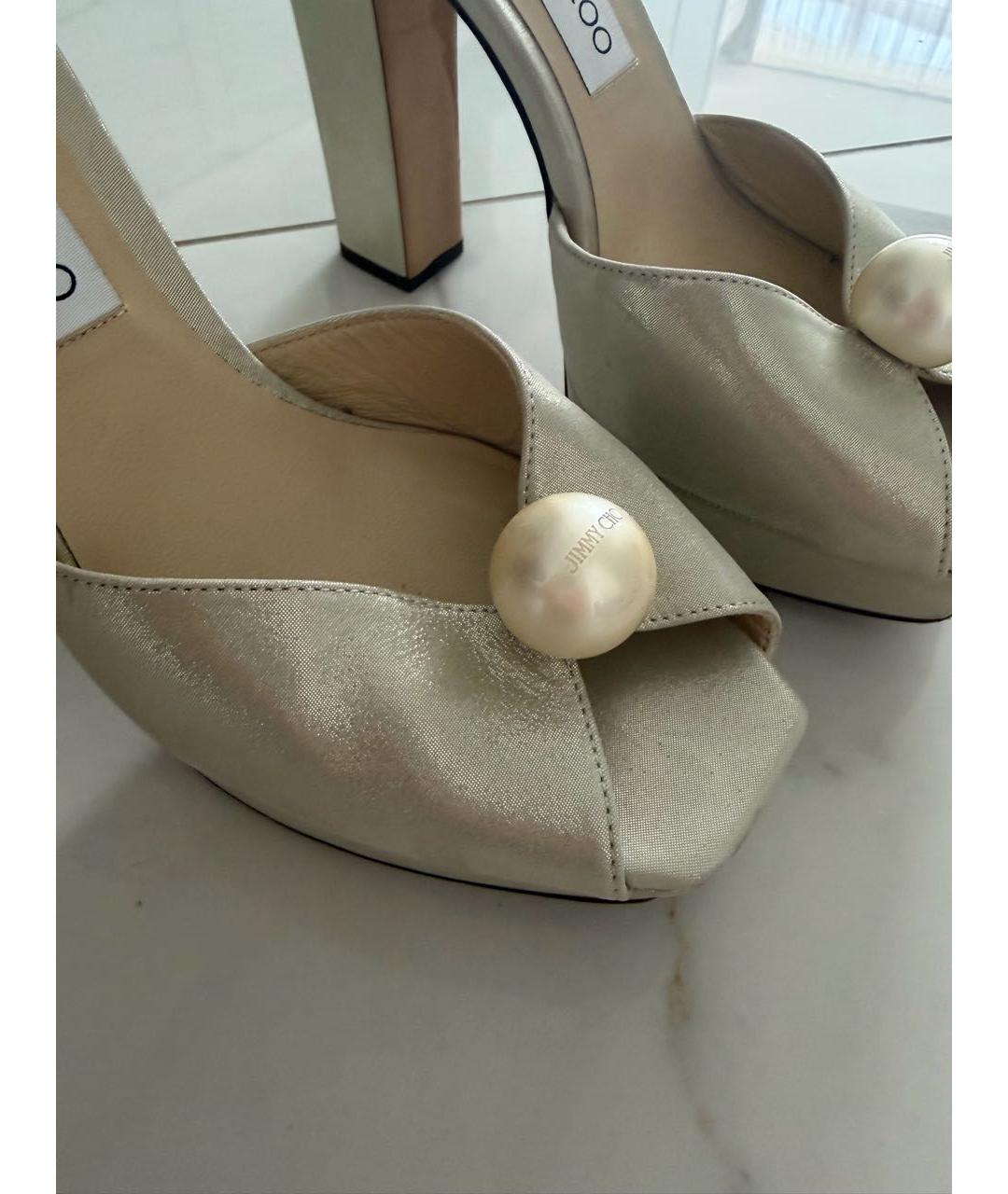 JIMMY CHOO Бежевые кожаные босоножки, фото 7