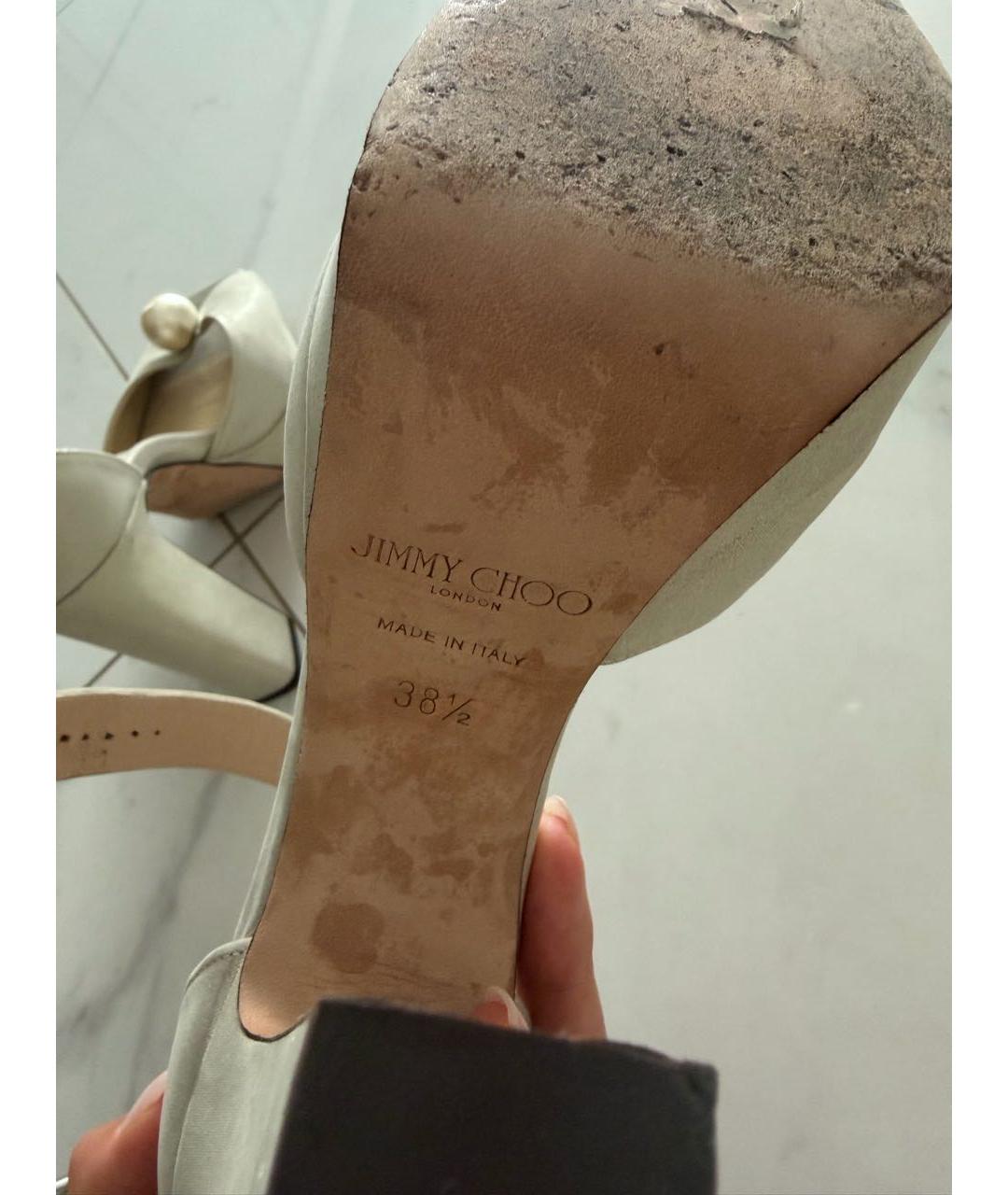 JIMMY CHOO Бежевые кожаные босоножки, фото 8
