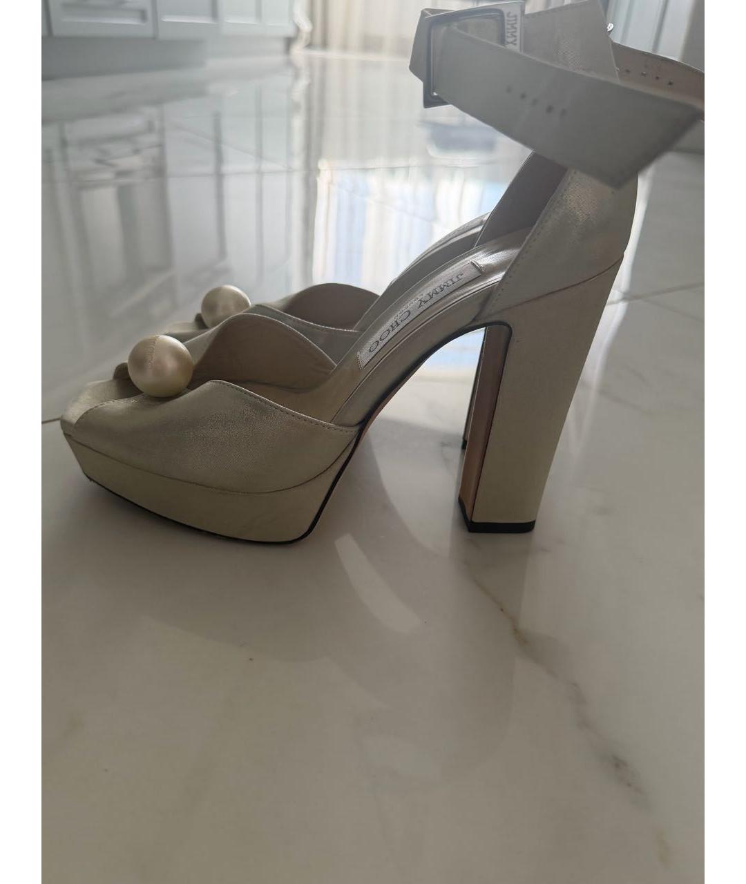 JIMMY CHOO Бежевые кожаные босоножки, фото 3