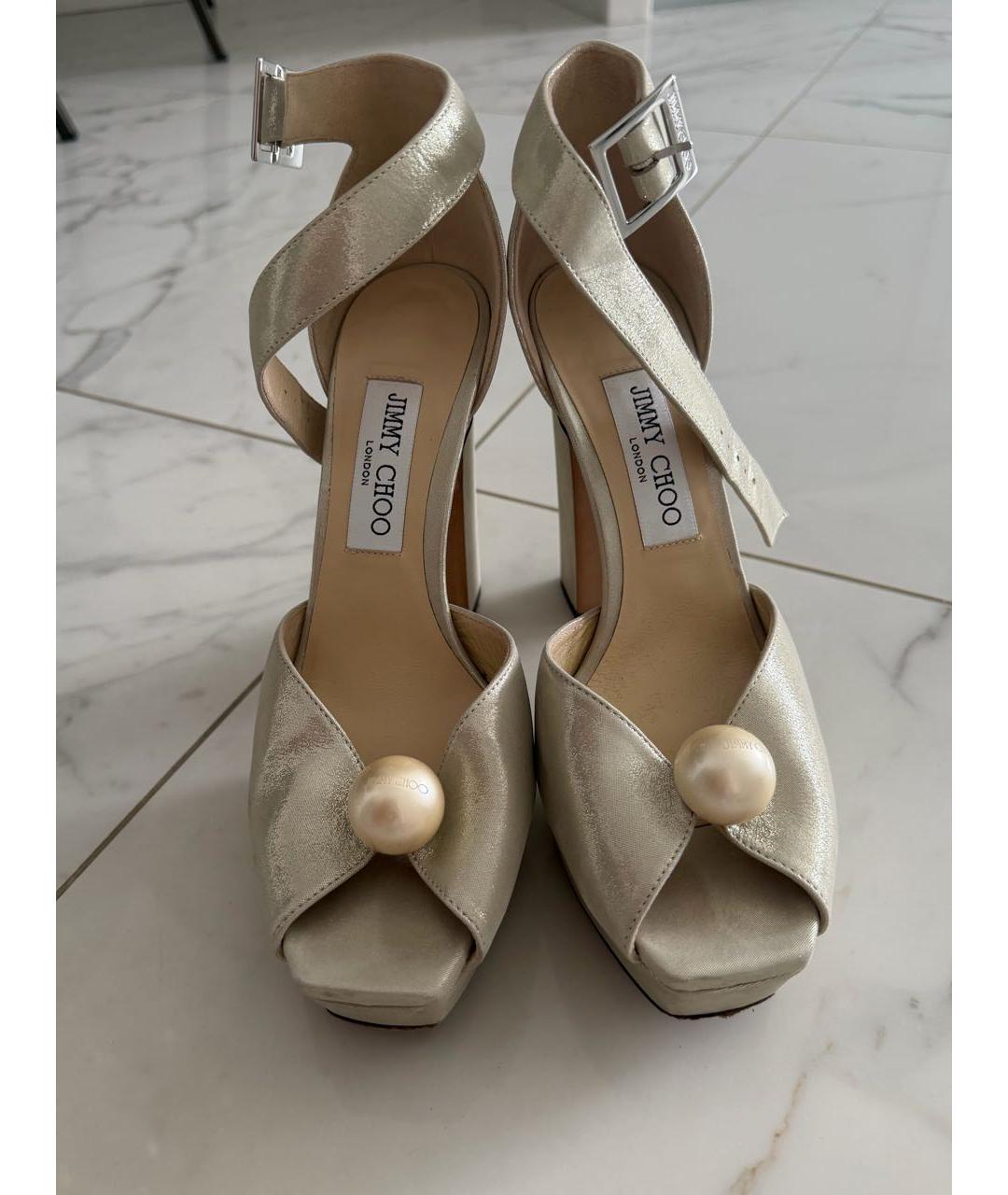 JIMMY CHOO Бежевые кожаные босоножки, фото 2