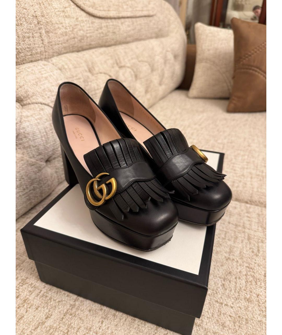 GUCCI Черные кожаные туфли, фото 2