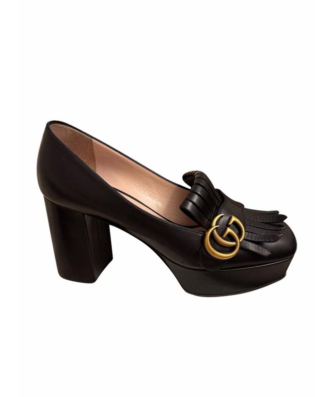 GUCCI Черные кожаные туфли, фото 1