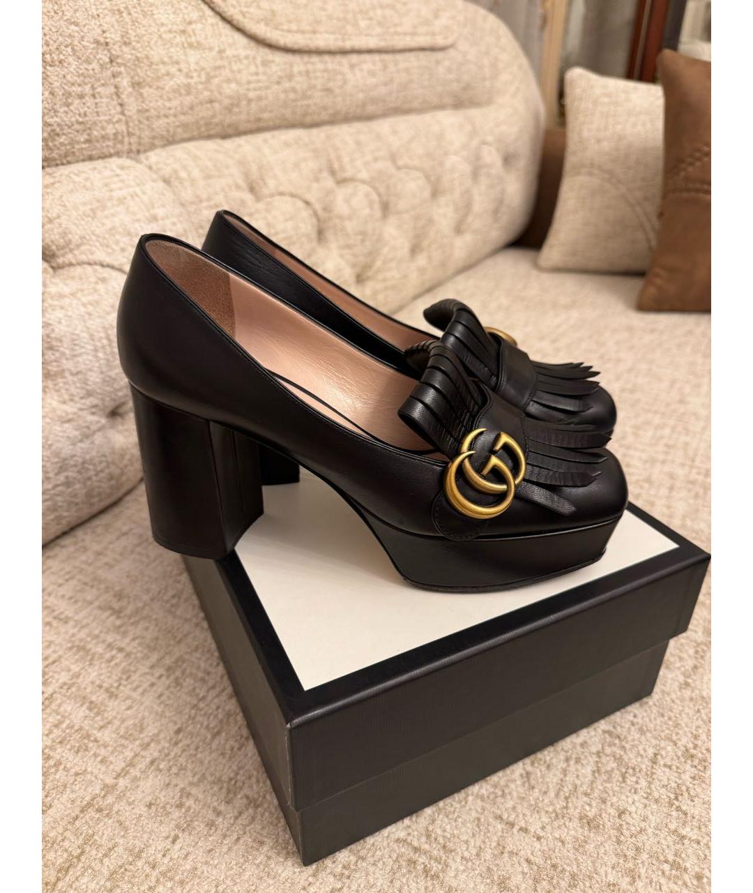 GUCCI Черные кожаные туфли, фото 5