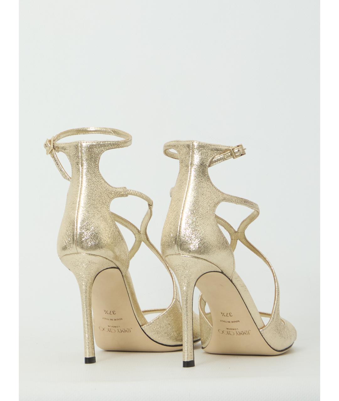 JIMMY CHOO Золотые кожаные босоножки, фото 3