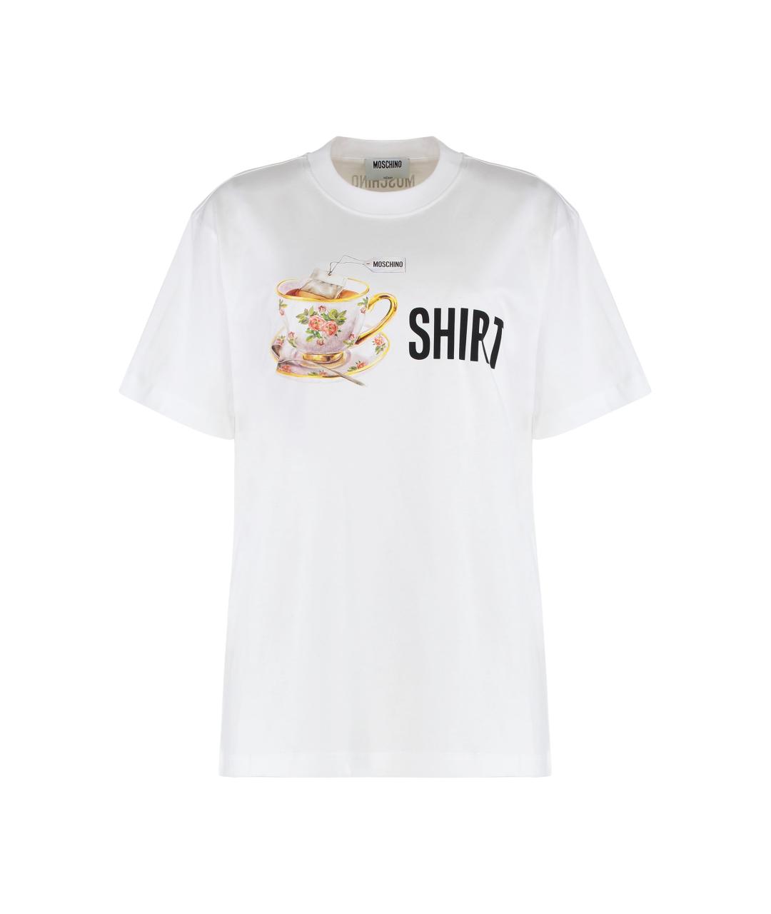 MOSCHINO Белая хлопковая футболка, фото 1