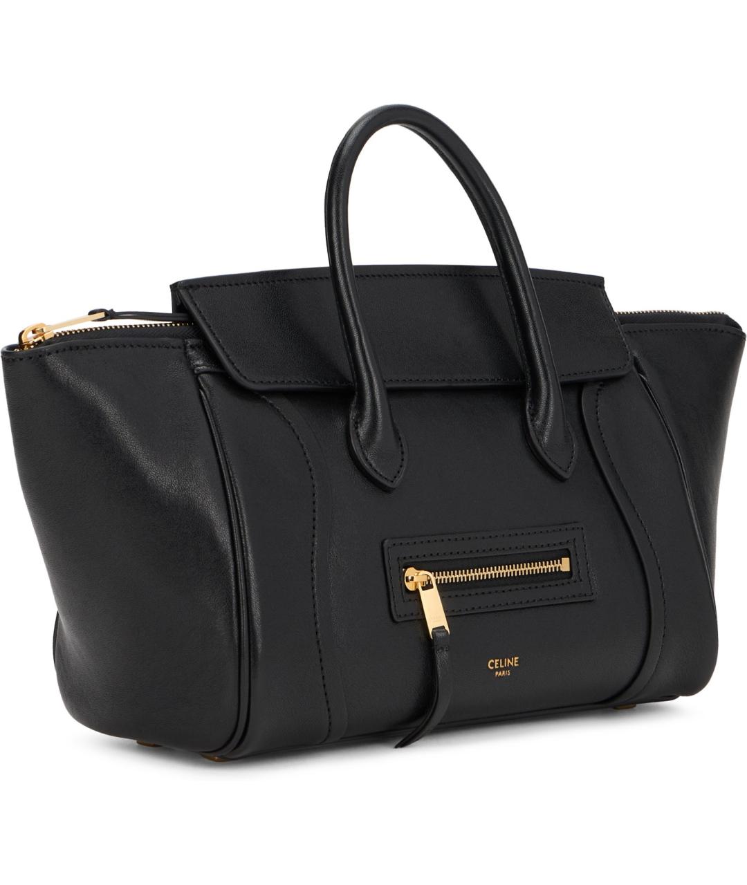 CELINE Черная кожаная сумка тоут, фото 3