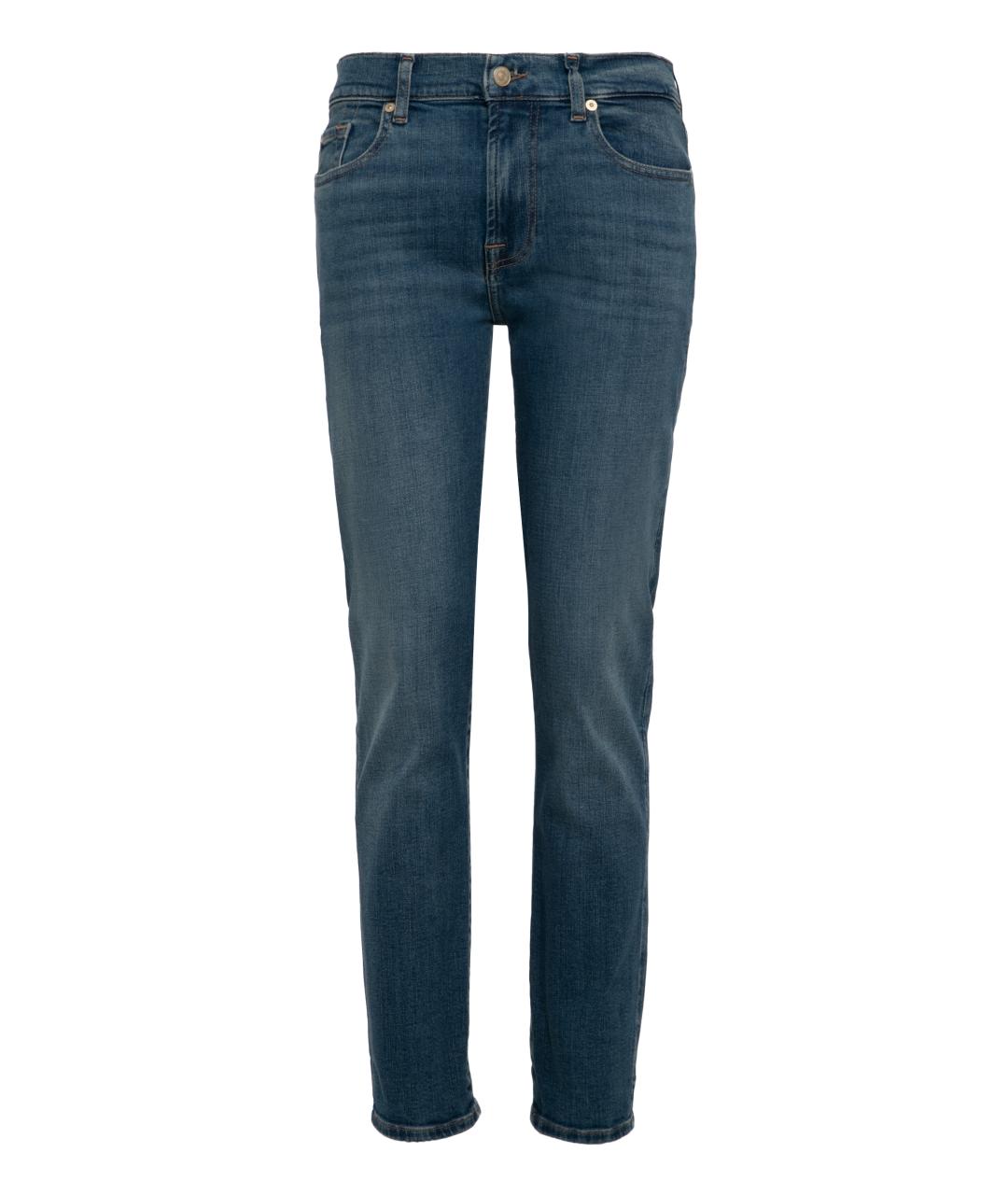 7 FOR ALL MANKIND Синие хлопко-эластановые джинсы слим, фото 1