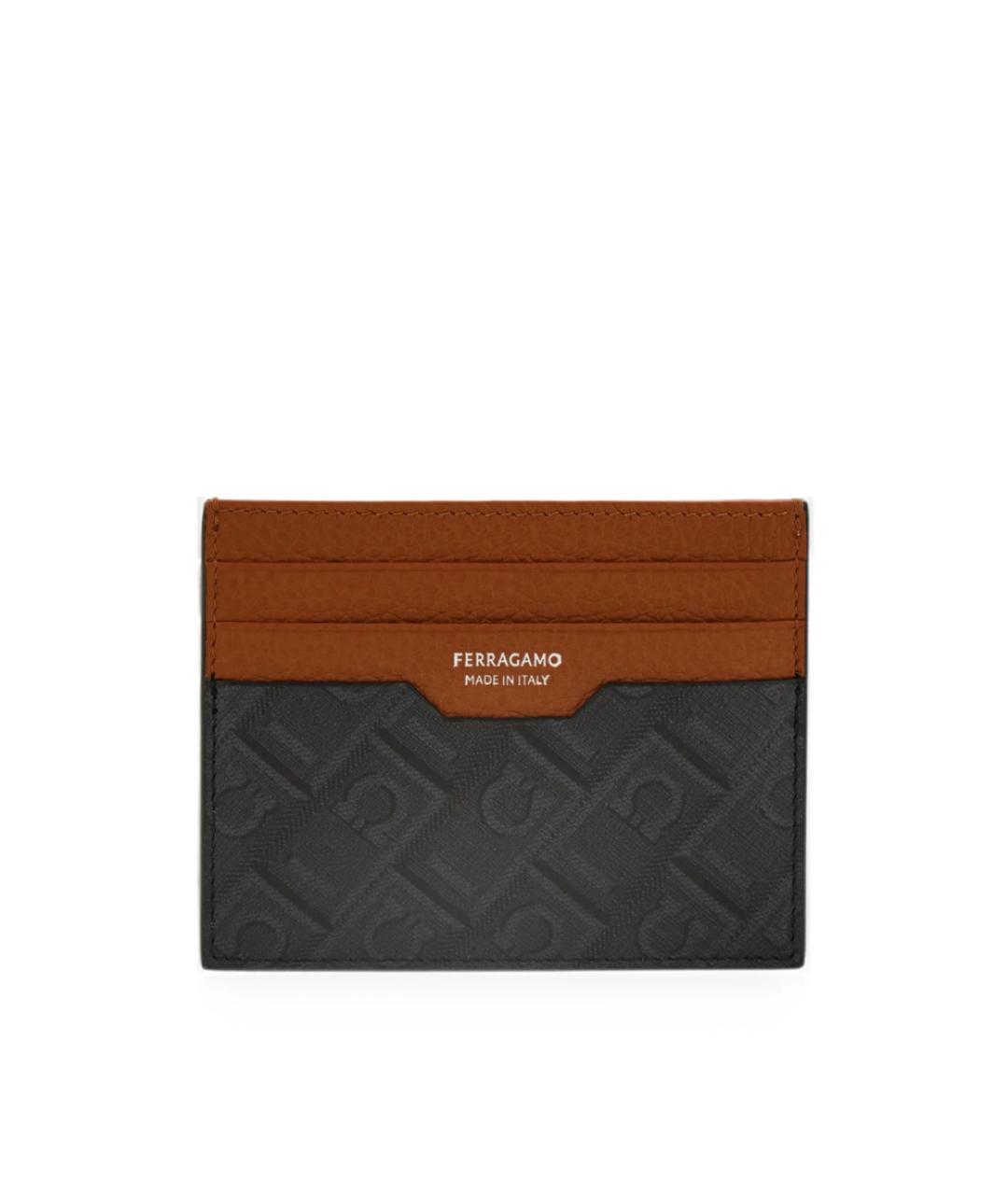 FERRAGAMO Черный кожаный кошелек, фото 1