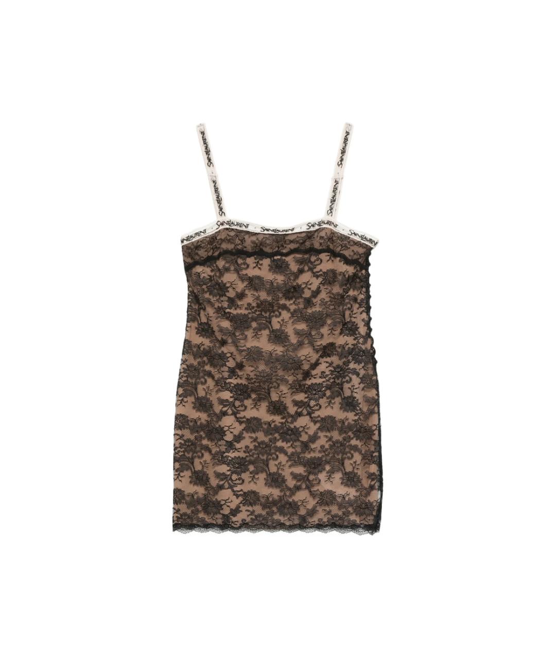 SAINT LAURENT Черное кружевное коктейльное платье, фото 1