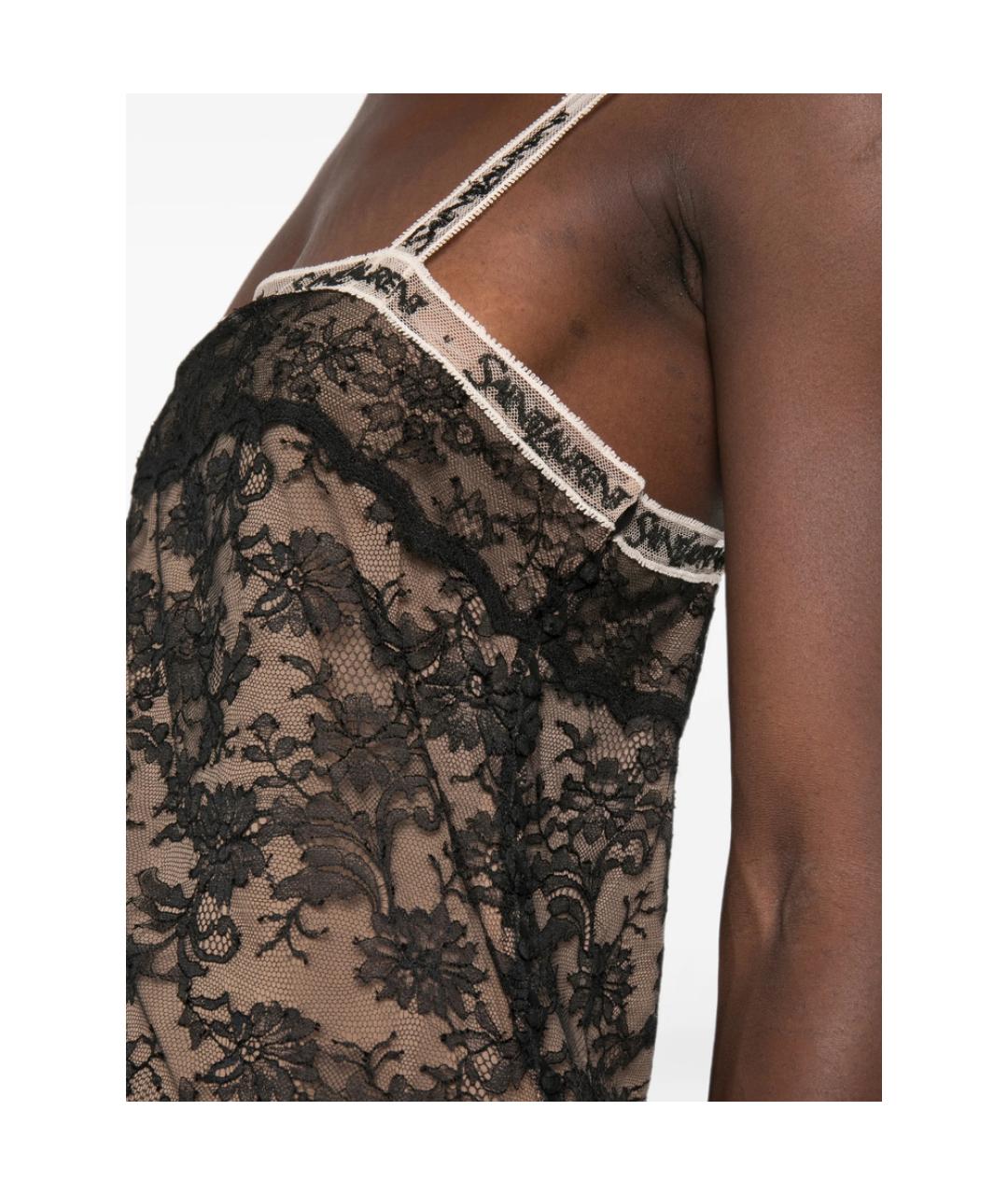 SAINT LAURENT Черное кружевное коктейльное платье, фото 2