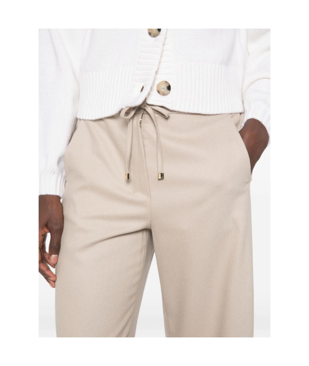'S MAX MARA Бежевые шерстяные прямые брюки, фото 4