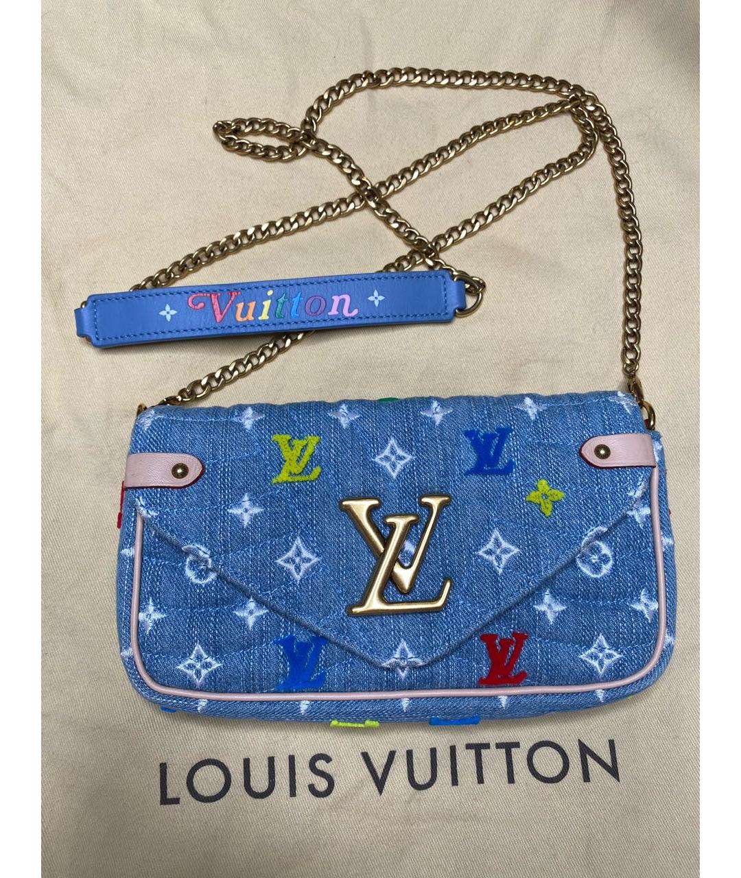 LOUIS VUITTON Синяя деним сумка через плечо, фото 5