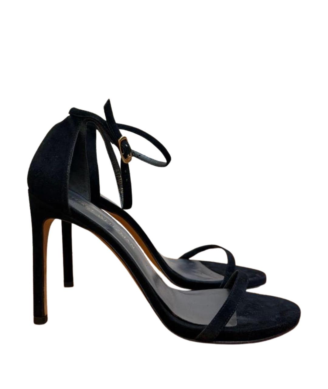 STUART WEITZMAN Черные замшевые босоножки, фото 1