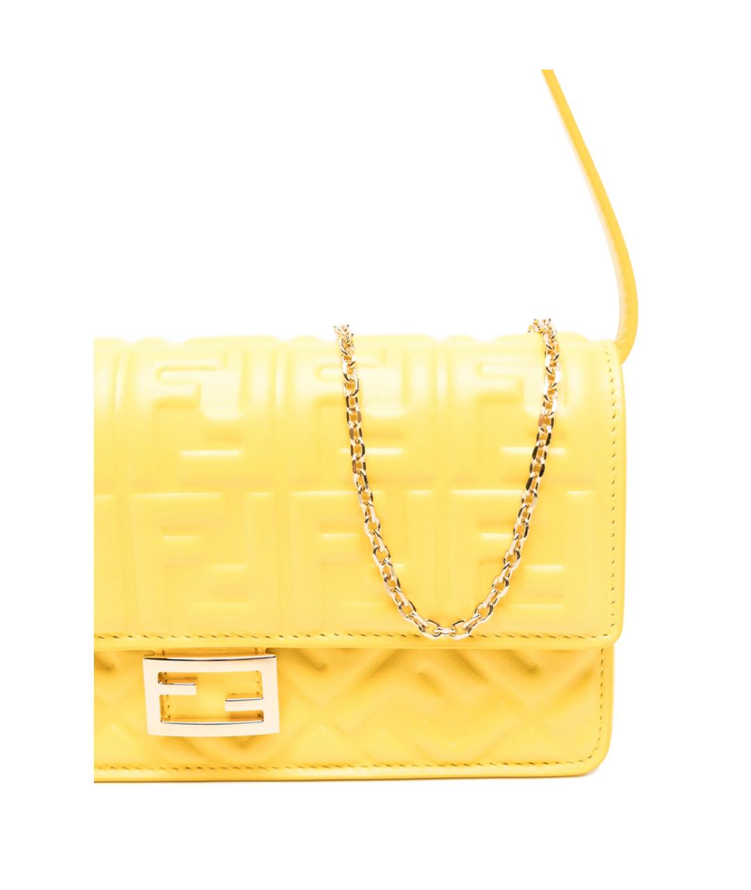 FENDI Желтая кожаная сумка через плечо, фото 2