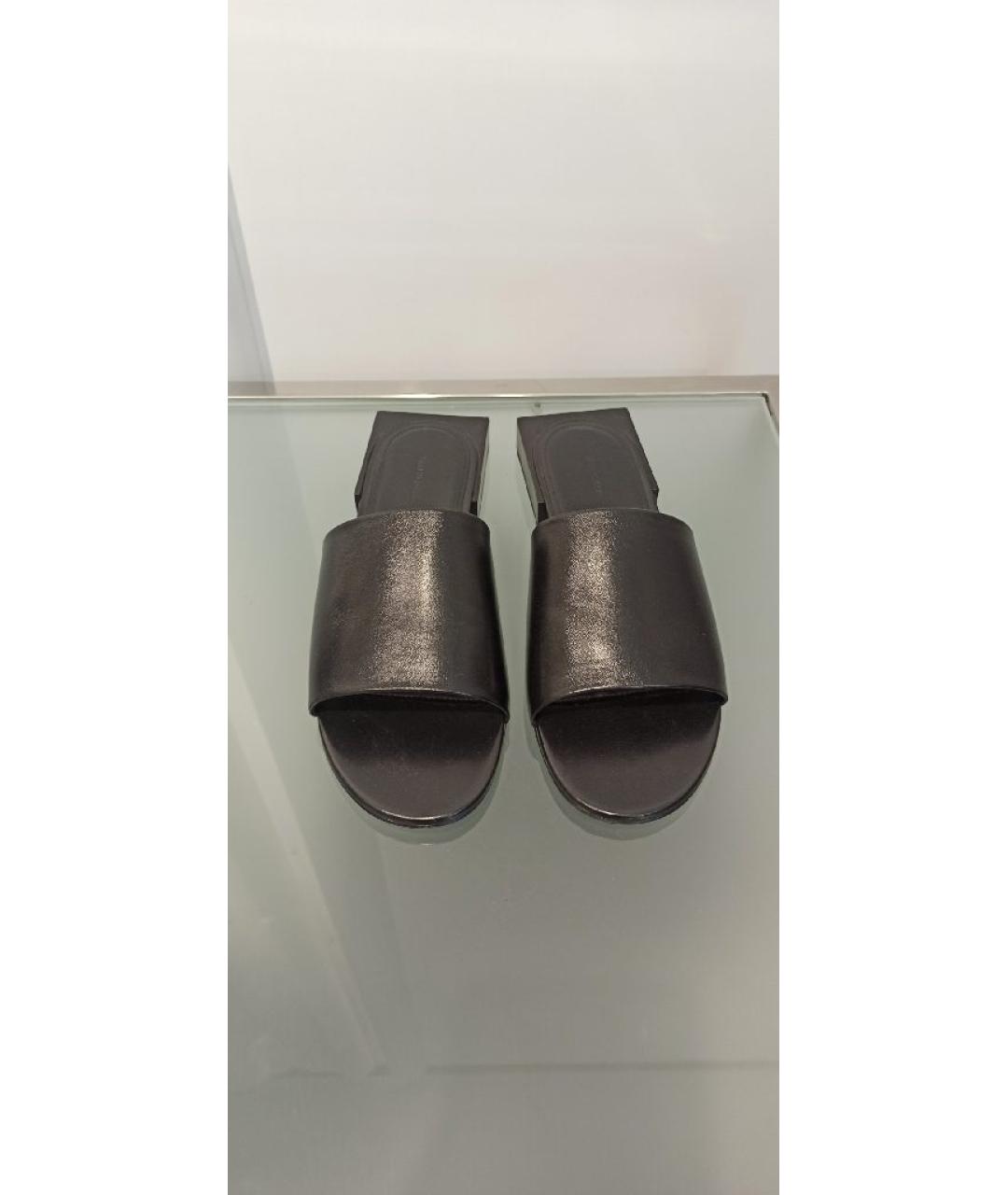 BALENCIAGA Черные кожаные мюли, фото 2