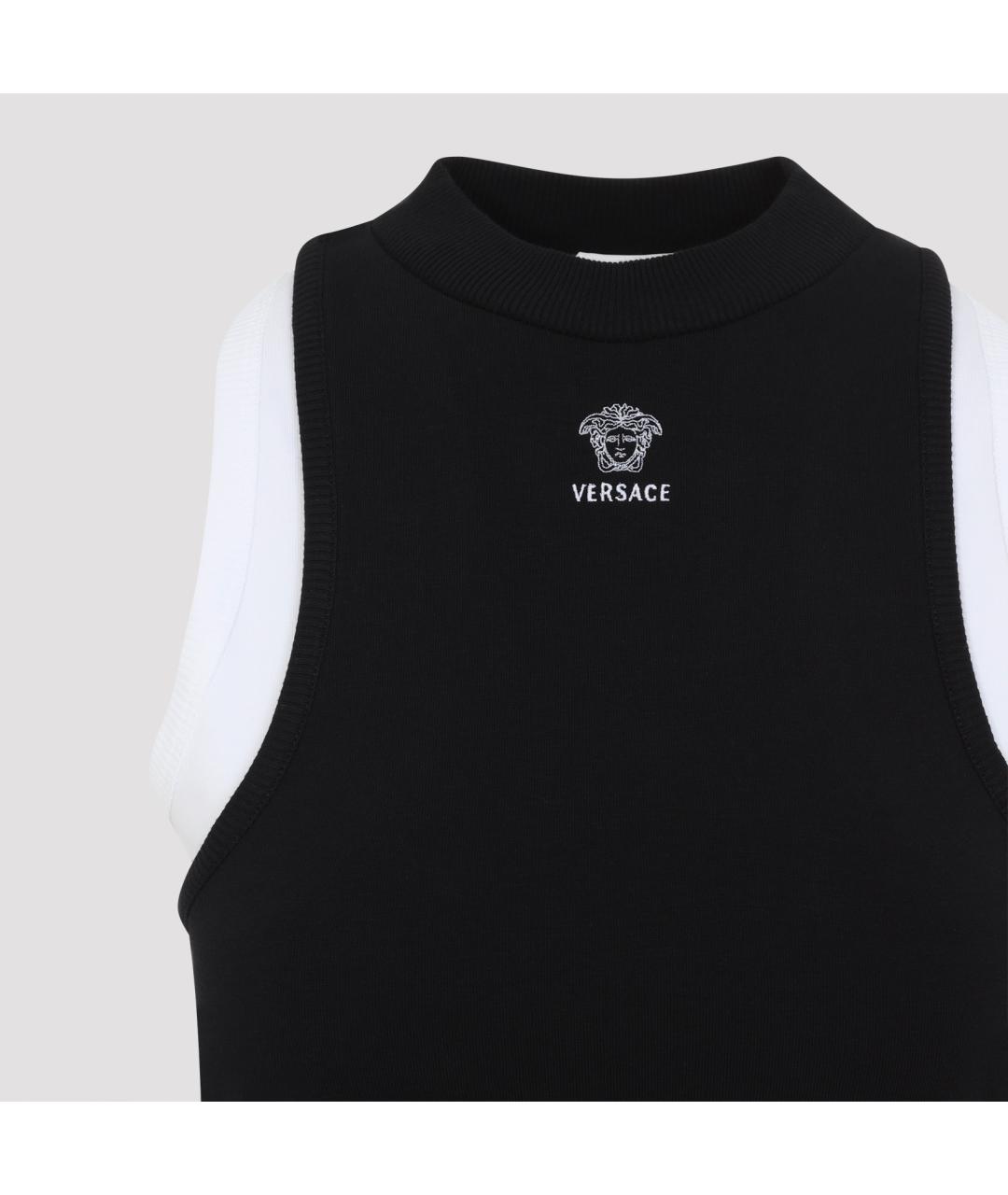 VERSACE Черная хлопковая майка, фото 4