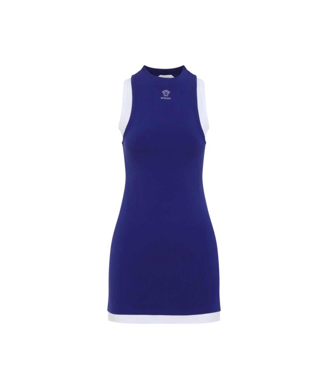 VERSACE Синее хлопковое повседневное платье, фото 1