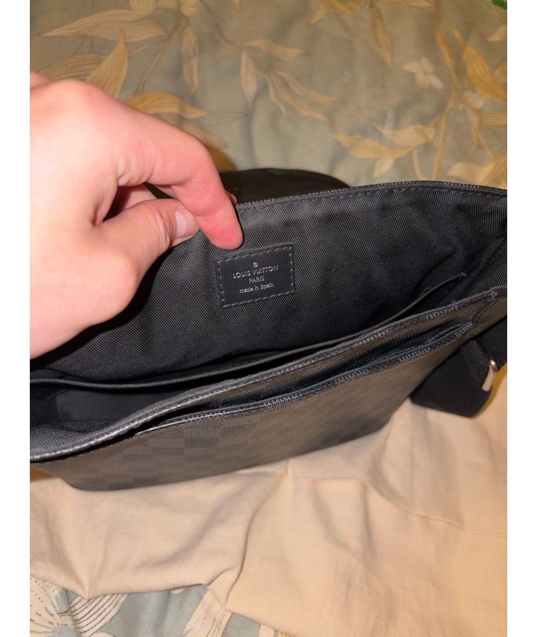 LOUIS VUITTON Черная канва сумка на плечо, фото 4