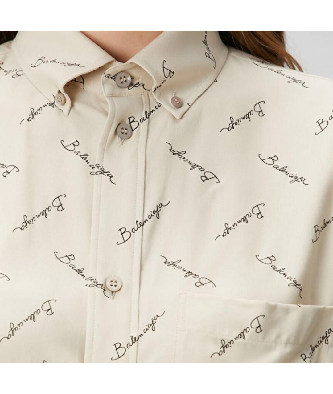 BALENCIAGA Бежевая вискозная рубашка, фото 4