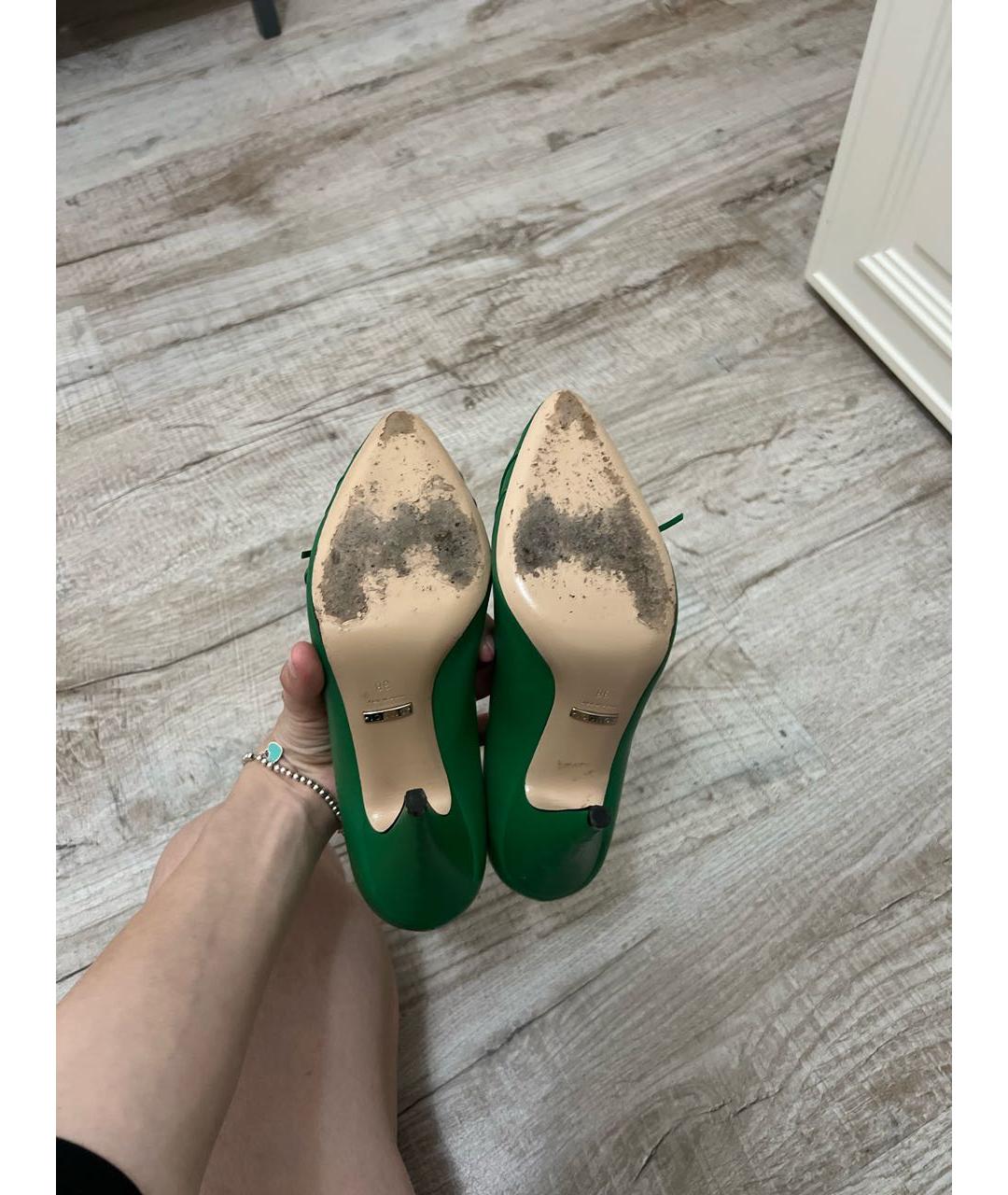 GUCCI Зеленые кожаные туфли, фото 4