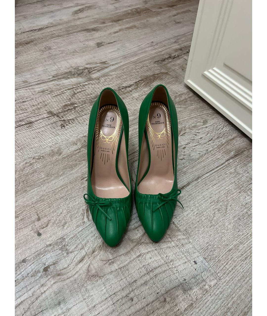 GUCCI Зеленые кожаные туфли, фото 2