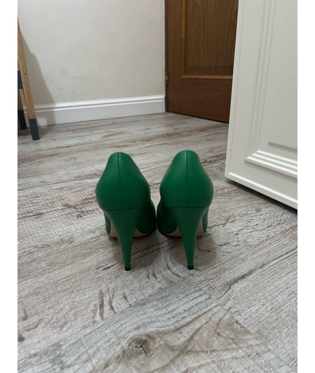 GUCCI Зеленые кожаные туфли, фото 3