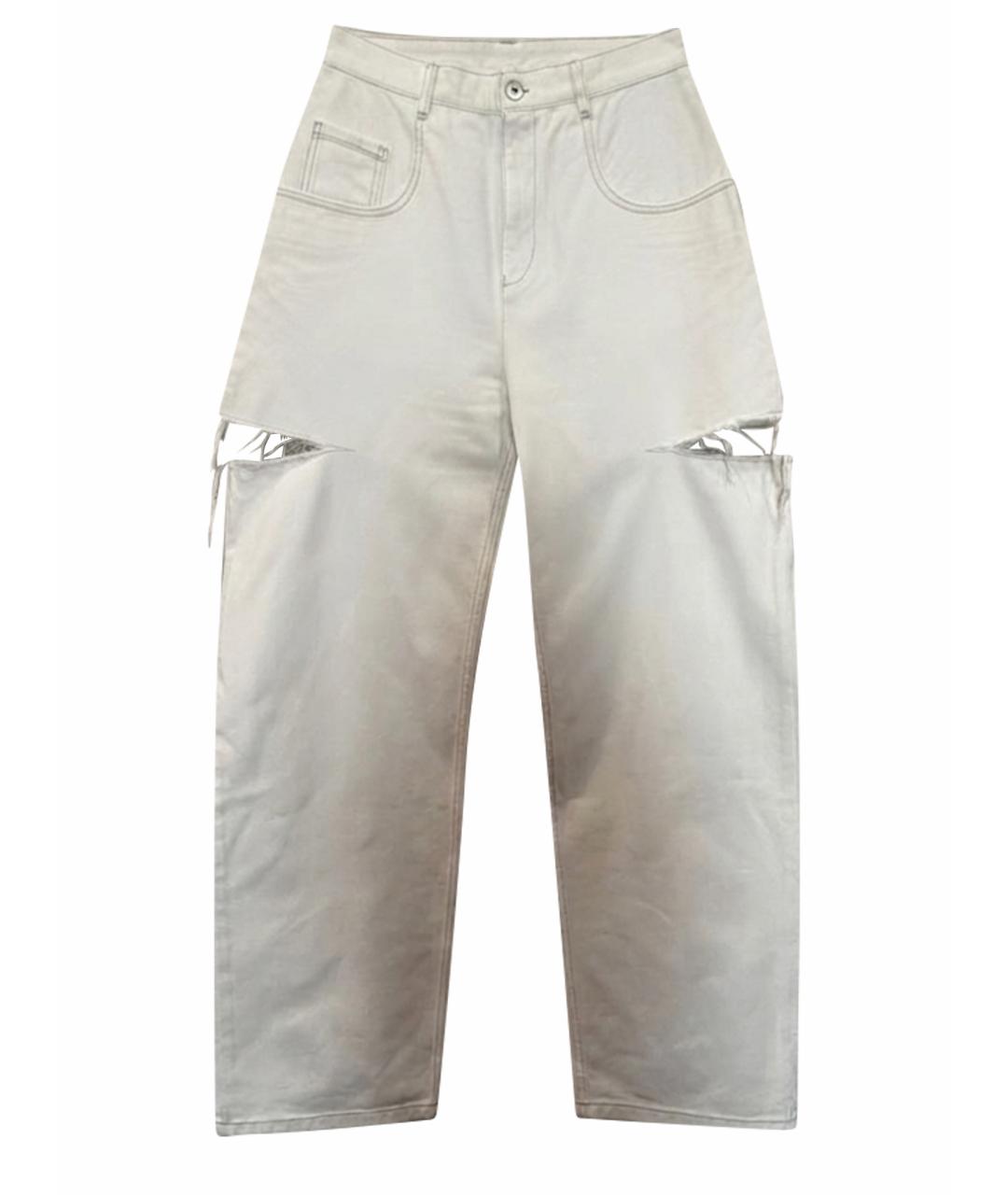 MAISON MARGIELA Белые хлопковые прямые джинсы, фото 1