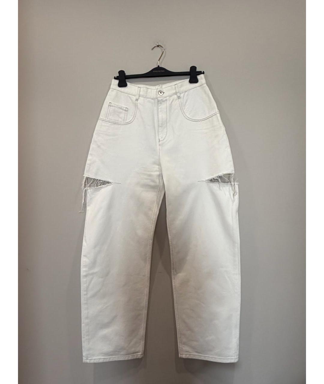 MAISON MARGIELA Белые хлопковые прямые джинсы, фото 5