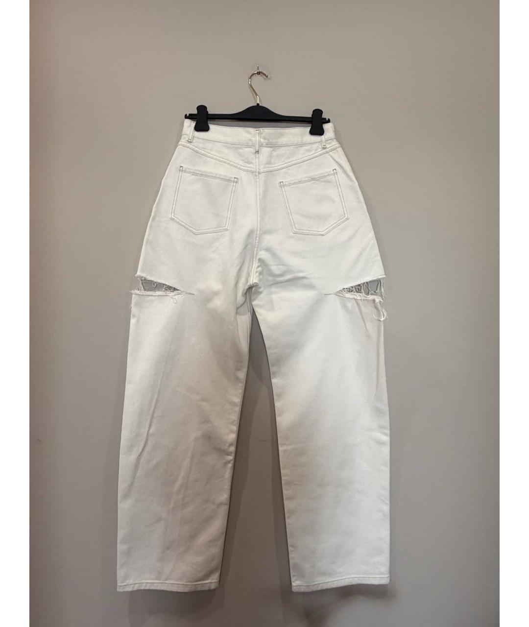 MAISON MARGIELA Белые хлопковые прямые джинсы, фото 2