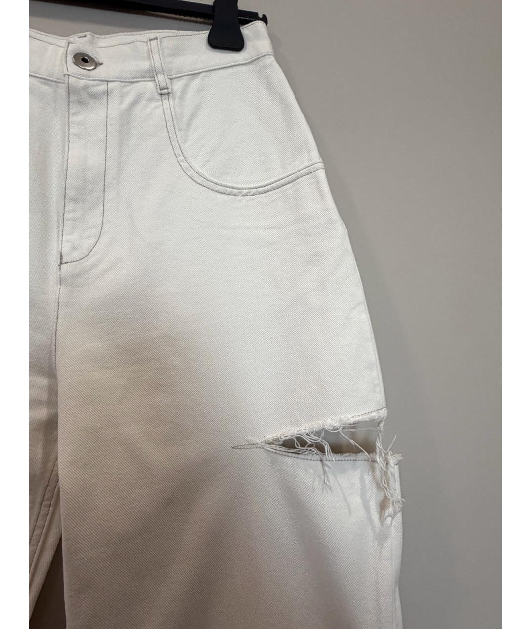 MAISON MARGIELA Белые хлопковые прямые джинсы, фото 3