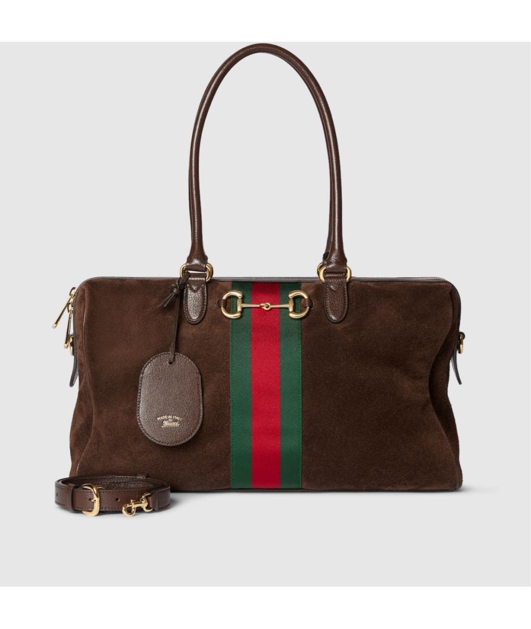 GUCCI Коричневая замшевая сумка с короткими ручками, фото 8